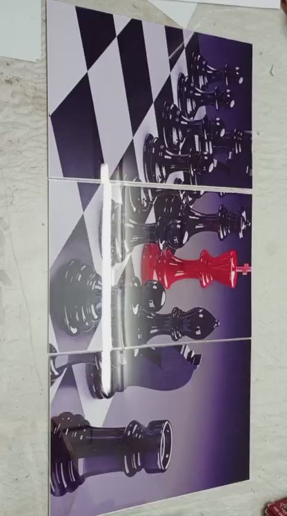 Modern Strategic Metal Chess Wall Art Set - 8×11 Inches Each | Elegant Game Room and Office Decor
