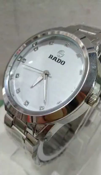 RAADO Men's Elegant Silver Watch | Round Dial with Stylish Square Index & Steel Chain Strap | Formal Watch for Men