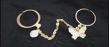 2 Fingers Korean Style Butterfly Rings | Unique Trendy Pair Rings Set | Gold Plated Stainless Steel | Adjustable Size